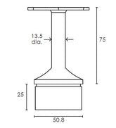 MOD 50 - ROUND 316 STAINLESS STEEL RAIL SUPPORT FIXED FLAT90 Degrees SADDLE